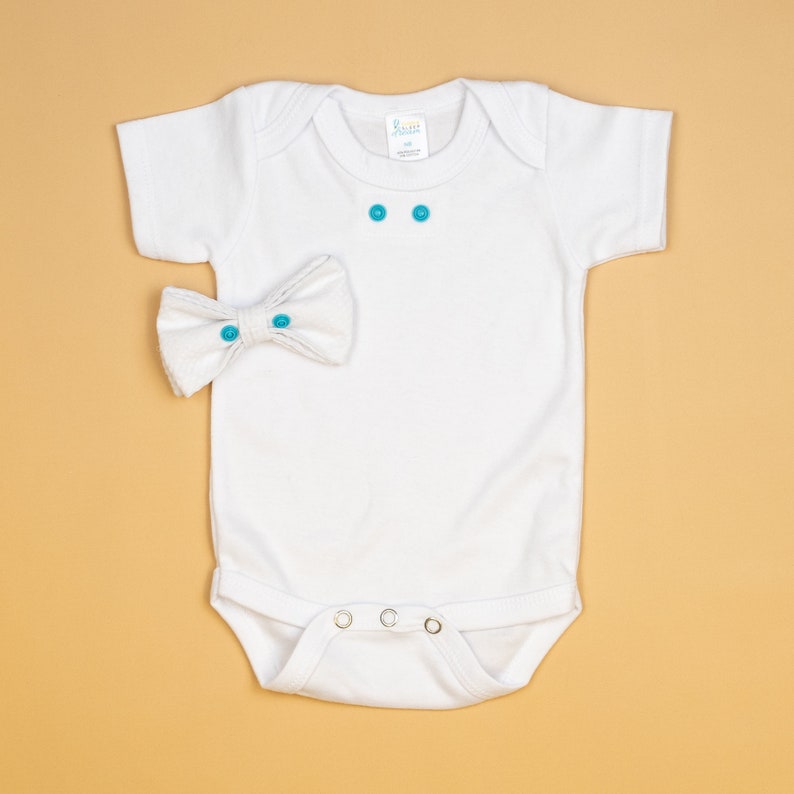 Baby Boy Baptism Outfit. White Cardigan Seersucker Bow tie image 5