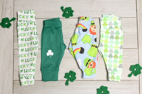 St. Patrick's Day Leggings & Joggers. Baby boy Saint Paddy's Day Pants. Baby Boy, baby girl unisex. shamrock, green, lucky, leprechaun Il_570xn