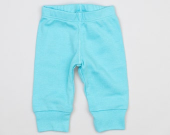 Aqua Baby Pants. Baby Boy Pants. Knit Leggings. Aqua Blue New Baby Clothes.  Baby Girl aqua pants. Newborn pants. Blue Pants.