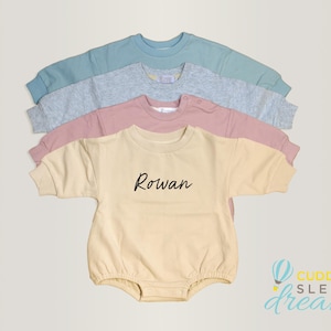 Personalized Oversized Sweatshirt Bodysuit with Name. Bubble Sweater Romper. Custom Kids Clothing. Baby Boy or Baby Girl.