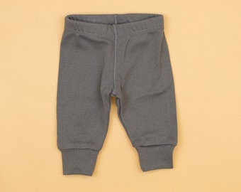 Dark Gray Baby Pants. Newborn Basics. Handmade Simple Classic. Infant. Baby Boy Pants. Baby Clothes. Baby Girl. NB 3m 6m 9m 12m 18m