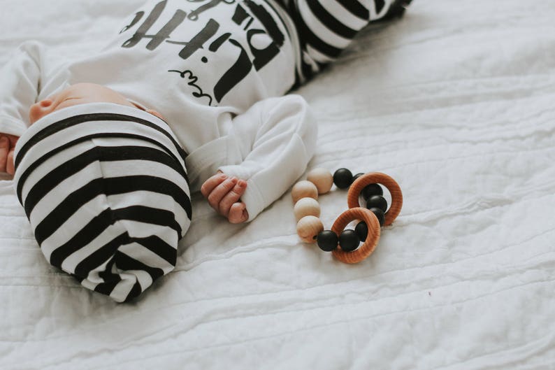 Black and White Stripe Coming Home Outfit, Baby Boy Leggings and Beanie Newborn Boy, Newborn Boy Hospital Outfit, New Little Dude, Brother image 9