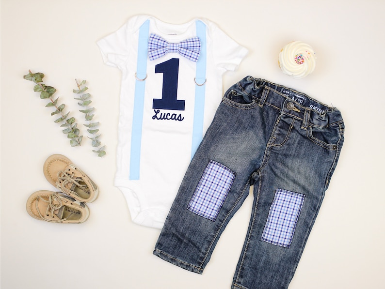 The Birthday Boy Clothes Baby Boy Short Sleeve Letter Print Shirt Denim Short Pants Cake Smash Outfit Set