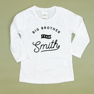 Big Brother or Big Sister shirt. Matches Just Joined Team newborn design. Tshirt, Graphic Tee. Baby Announcement. Last Name. image 5