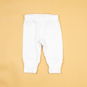 White Baby Pants. Newborn Basics. Handmade Simple Classic. Infant. Baby Boy Pants. Baby Clothes. Baby Girl. NB 3m 6m 9m 12m 18m image 1