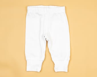 White Baby Pants. Newborn Basics. Handmade Simple Classic. Infant. Baby Boy Pants. Baby Clothes. Baby Girl. NB 3m 6m 9m 12m 18m