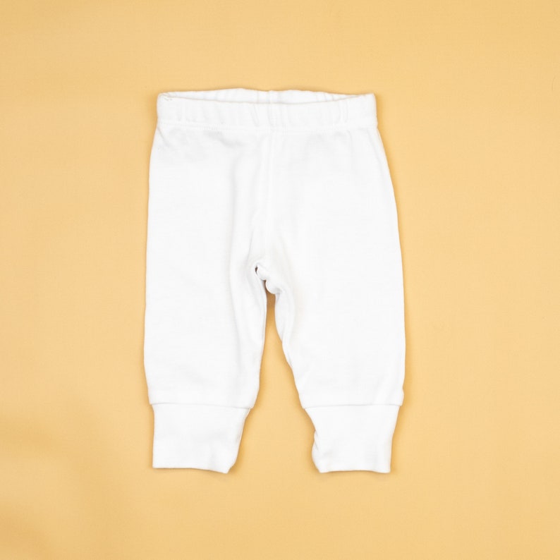 White Baby Pants. Newborn Basics. Handmade Simple Classic. Infant. Baby Boy Pants. Baby Clothes. Baby Girl. NB 3m 6m 9m 12m 18m image 1