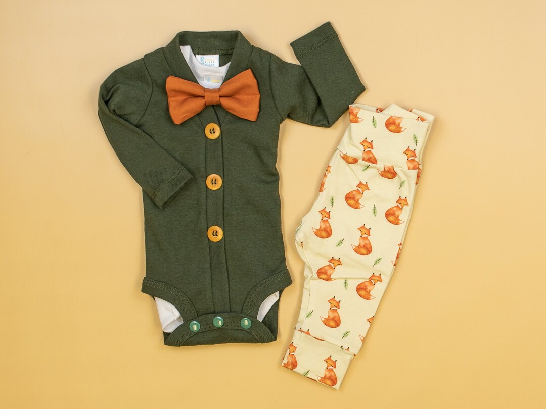 Baby Boy Fox Outfit. FOREST GREEN Baby Boy Fall Outfits. Cute Etsy