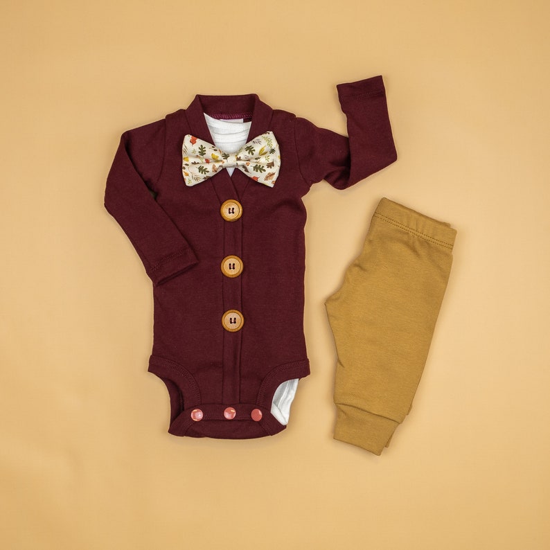 burgundy baby boy clothes