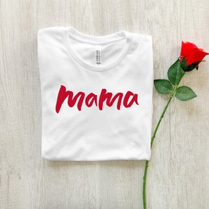 Mama Valentine&#39;s Day Shirt. Red. Mom Valentines Short or Long Sleeve Tshirt. Mama in Red. Baby Matching. Graphic Tshirt