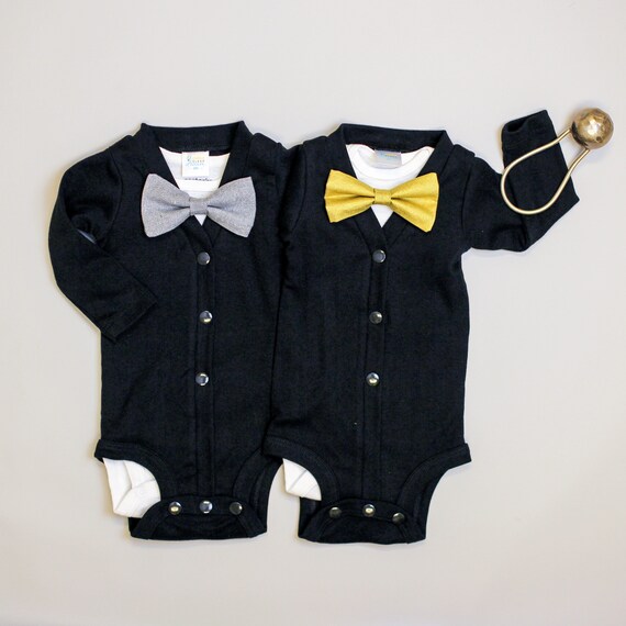 Baby Boy New Years Outfit. Baby Tuxedo. Silver or Gold, Vintage Inspired Cardigan. Bow tie. 1st New Year. Newborn. Classic Il_570xn