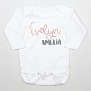 Personalized Baby Girl Coming Home Outfit. First Middle Name. Custom Name. Pink. Baby. Newborn, Take home, hospital image 5