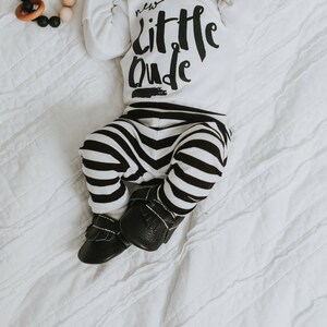 Black and White Stripe Coming Home Outfit, Baby Boy Leggings and Beanie Newborn Boy, Newborn Boy Hospital Outfit, New Little Dude, Brother image 5