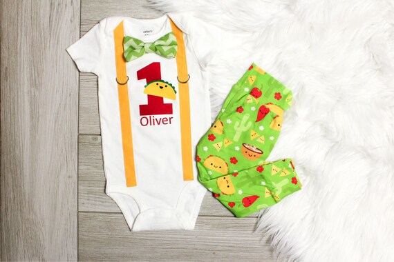 Personalized Taco Birthday Shirt Boy, Fiesta Birthday, Taco Bout a Party, Taco Leggings/Shorts, Cake Smash, 1st Birthday Outfit for Baby Boy Il_570xn