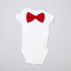 SOLID RED Bow tie Bodysuit. Baby Ties. Baby Bowties. Baby Boy Dress Clothes. Wedding Outfit. Picture Outfit. Ring Bearer. Newborn