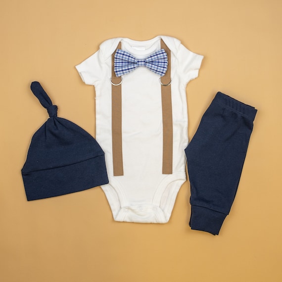 100% Cotton Baby Boy/Girl Preppy Style Argyle Print Bow Tie Short-sleeve Snap Romper