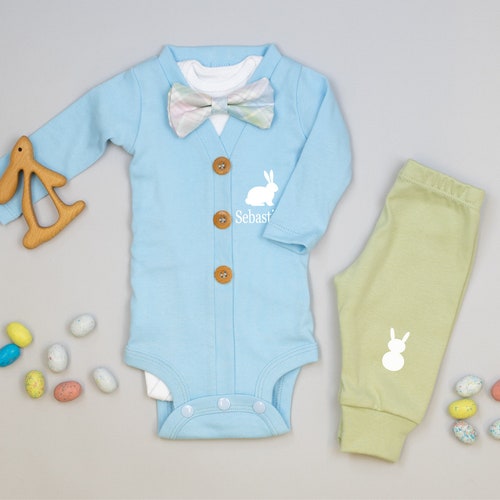 Toddler Boy Easter Outfit With Personalized Baby Bunny Rabbit Etsy