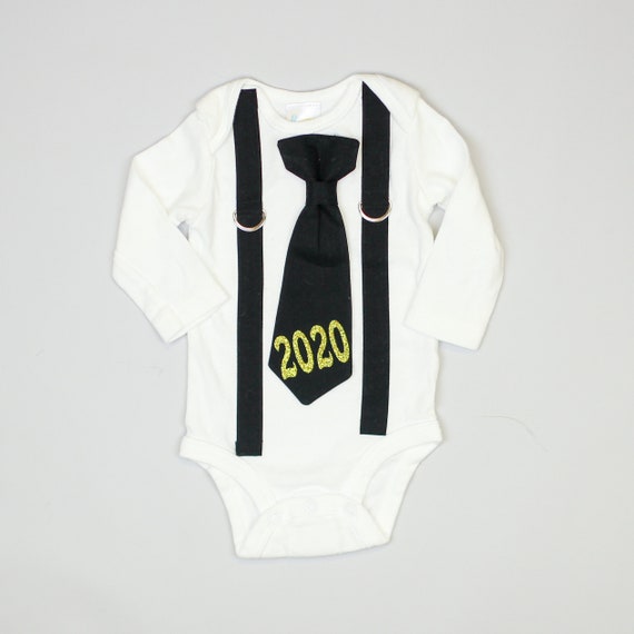 Boy's 2020 New Year's Shirt. New Years Eve Shirt. 2t 3t 4t 5t. New Years Eve Outfit. 2020 baby tie. Black and Gold. Newborn Il_570xn