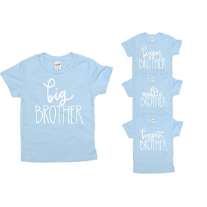 Big Brother shirt / Light BLUE, SCRIPT, WHITE / big brother announcement, middle brother, bigger brother, biggest brother tshirts
