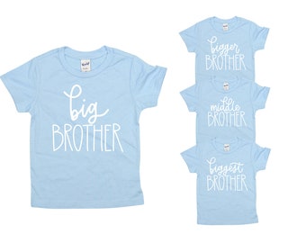 Camiseta de Gran Hermano / AZUL CLARO, GUIÓN, BLANCO / anuncio de hermano mayor, hermano del medio, hermano mayor, camisetas del hermano mayor