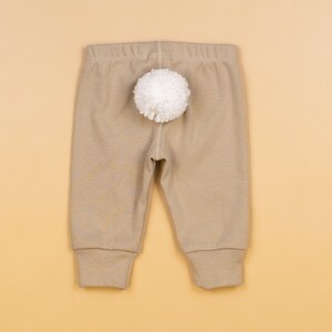 Easter Baby Pants with White Bunny Tail, 100% Cotton Fawn Pants