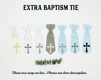 Extra BAPTISM CROSS baby tie. Cuddle Sleep Dream snap on tie, not a standalone bowtie or necktie. Newborn, baby, infant, toddler boys. Bow