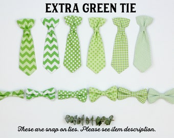 Extra GREEN baby tie. Cuddle Sleep Dream snap on tie, not a standalone bowtie or necktie. Newborn, baby, infant, toddler boys. Bow Tie