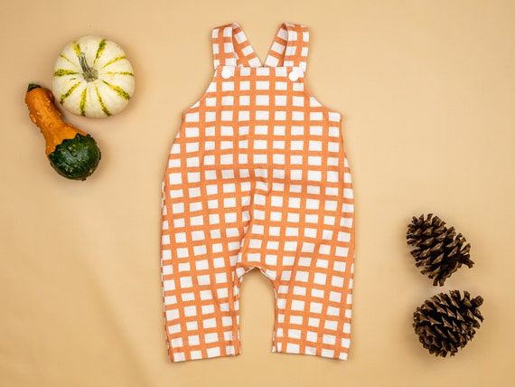 Baby Overalls. Grow with Me Overalls. Thanksgiving Outfit. Baby Fall Clothes. Orange Gingham. Baby Boy or Baby Girl Il_570xn