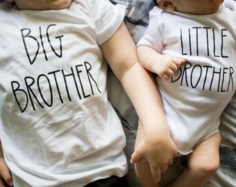 Simple Brother Shirts. Farmhouse Style Big Brother Little Brother. Big Brother Announcement Shirt. Big Brother Tshirt.