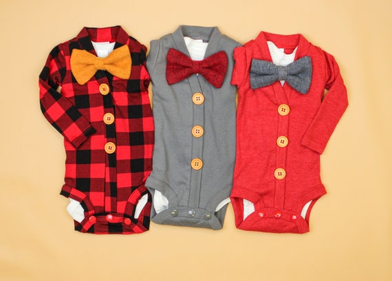 Baby Boy Christmas Outfit. Vintage Style Cardigan. Baby Cardigan. Bowtie. Newborn Boy. Il_570xn