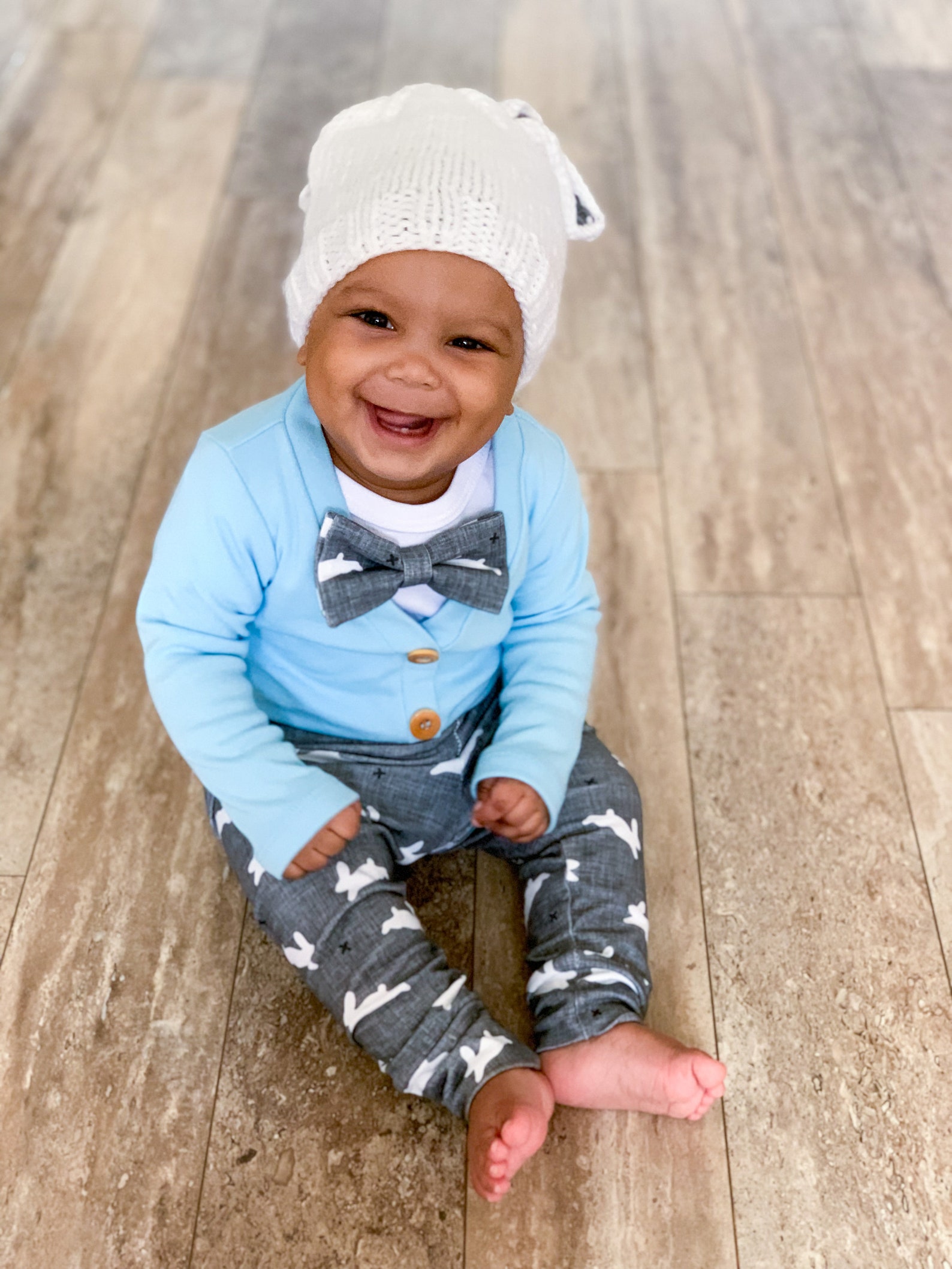 Personalized Baby Boy Easter Outfit. Light Blue Cardigan With Etsy