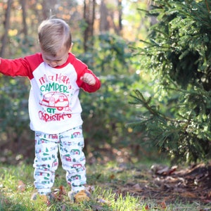 Toddler Boy Christmas Outfit, Boys Raglan, Funny Christmas Shirt. 2t 3t 4t 5t, Happy Camper, Tshirt image 8