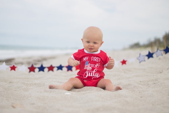 baby boy fourth of july romper