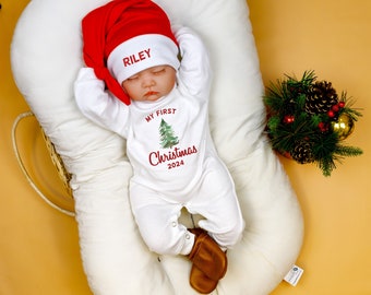 Personalised Babies First Christmas Sleepsuit Babies 1st Christmas Gift 1st Christmas Babygrow Christmas Outfit for Baby Vest Bib 2024 Etsy