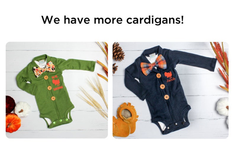 Thanksgiving Clothes. Newborn Boy First Thanksgiving Outfit for Baby Boy Baby Cardigan Bodysuit with Bowtie