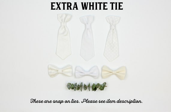 Extra WHITE CREAM baby tie. Cuddle Sleep Dream snap on tie, not a standalone bowtie or necktie. Newborn, baby, infant, toddler boys. Bow Tie Il_570xn