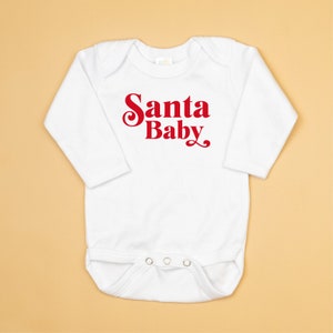 Santa Baby BODYSUIT. Short or Long Sleeve. Red Color. Gender Neutral for Baby Boy or Baby Girl. Christmas Bodysuit. Christmas Outfit.
