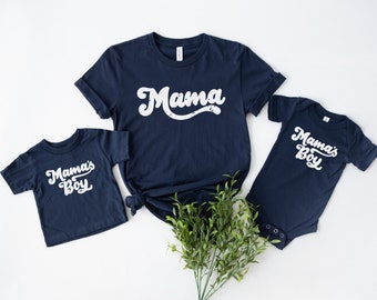 Mama & Mama's Boy Matching Tees. Matching Mommy and Me Shirts and Bodysuit. Mother’s Day Shirts. Navy. Mother's Day Gift. Mama Shirt.