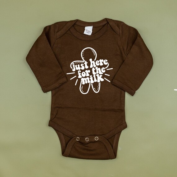 Just here for the milk. Gingerbread Christmas Cookie. Gender Neutral for Baby Boy or Baby Girl. Christmas Bodysuit. Family Matching Il_570xn