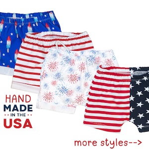 4th of July Shorts. Baby Boy or Baby Girl. Popsicle, Stripes, Red White Blue, Summer. Baby Shorts. Patriotic. Stars Bamboo Shorts, Trucks