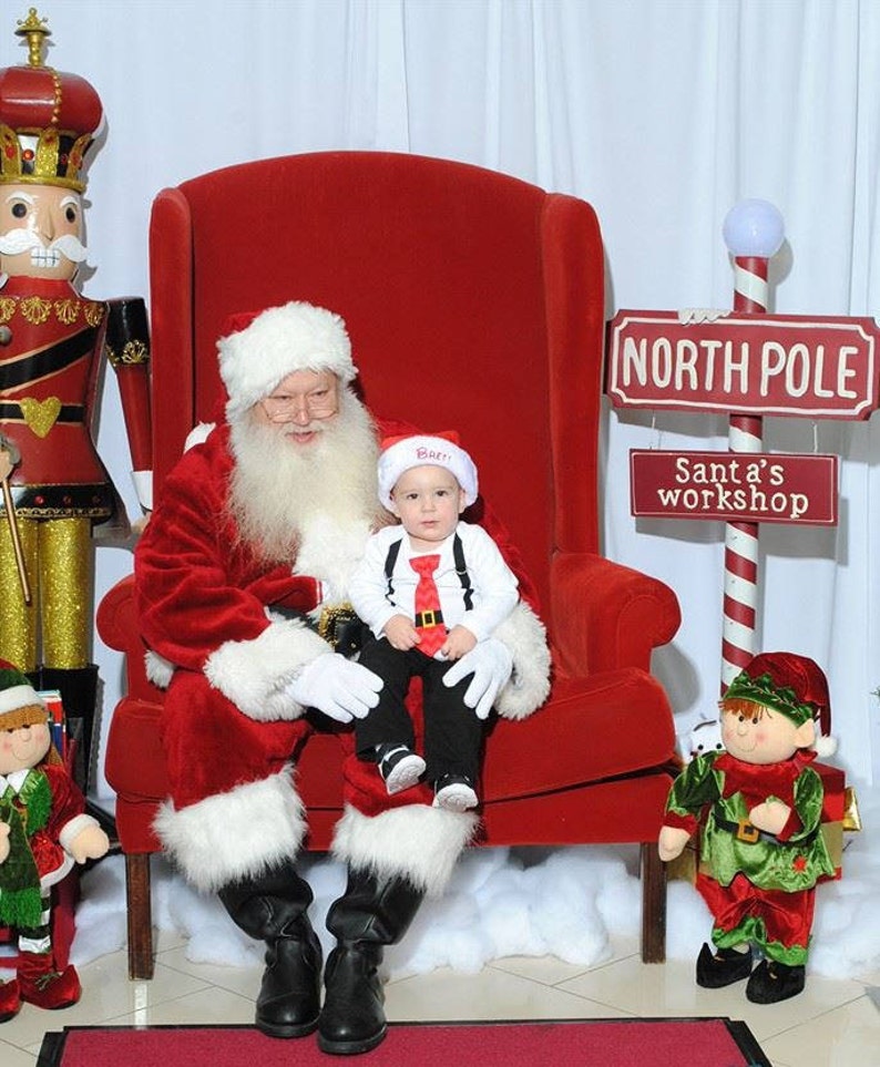 Baby Christmas Tie and Suspender Bodysuit Outfit. Santa. Baby Boy Christmas Outfit. Newborn Boy Christmas Picture Clothes. Santa Claus tie. image 8