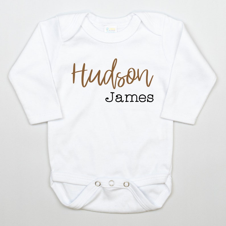 Newborn boy coming home outfit. Baby boy coming home outfit. Baby boy take home outfit. Tan brown oatmeal Neutral. First Middle Name image 6