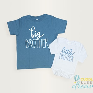 Big Brother Little Brother Matching Sibling Set. Denim Indigo Blue. Little Brother Coming Home Outfit Baby Boy. Baby Shower Gift.