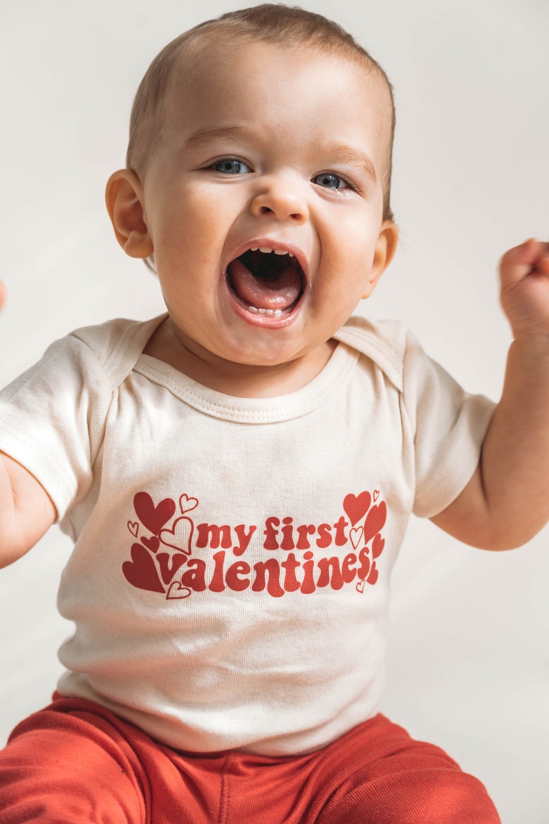 Baby 1st Valentines Outfit. Gender Neutral Red Pants. Etsy