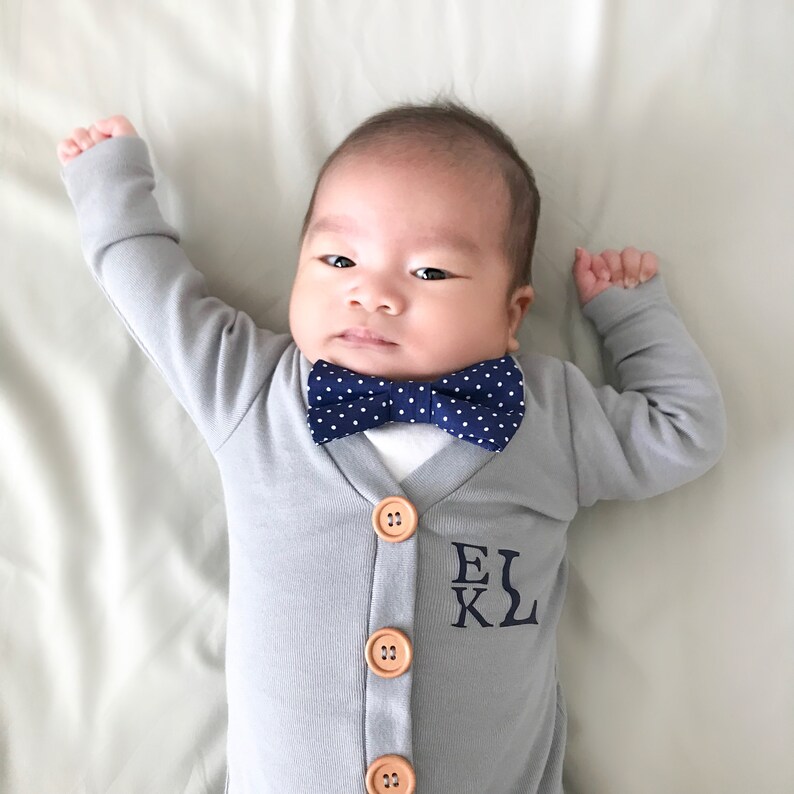 Monogrammed Baby Boy Clothes. Coming Home Outfit With Bow Tie. Etsy