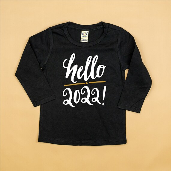 2022 Shirt. Boys New Year Shirt. New Year's Eve Tshirt. Toddler Boy. Unisex. 2t 3t 4t 5t. Black and Gold. Long Sleeve. Hello 2022. Il_570xn