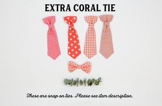 Extra CORAL PEACH baby tie. Cuddle Sleep Dream snap on tie, not a standalone bowtie or necktie. Newborn, baby, infant, toddler boys. Bow Tie Il_570xn