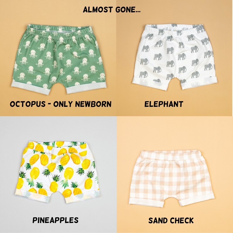 Baby Boy Shorts, Toddler Boy Shorts, Summer Clothes, Shorties for boys, Newborn, Infant, Tropical, Sunshine, Bees, Donut, Waves, Octopus image 6