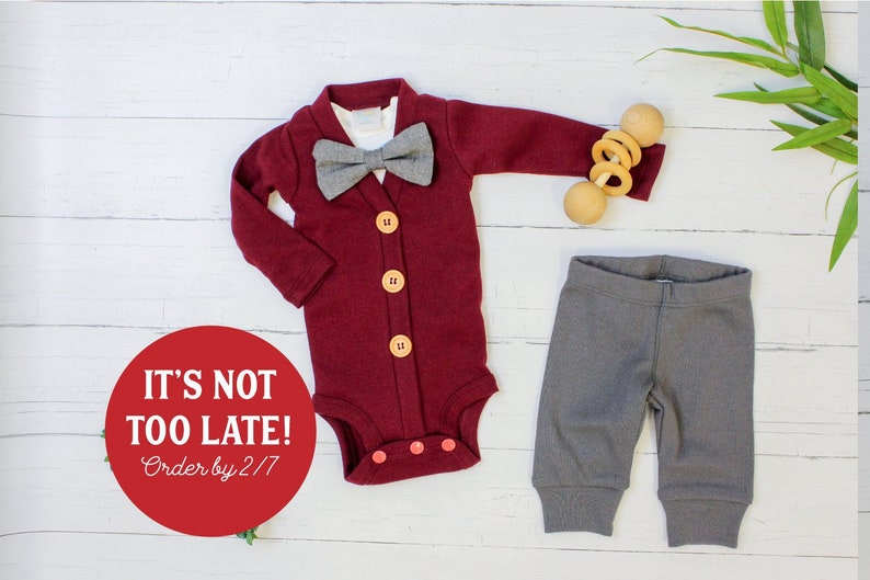 burgundy baby boy outfit
