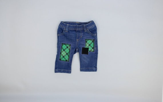 St. Patrick's Day Patched JEANS. GREEN & Black. Baby Boy Denim. Infant, Toddler. 3m, 6m, 9m, 12m, 18m, 24m, 2t, 3t, 4t, 5t Il_570xn